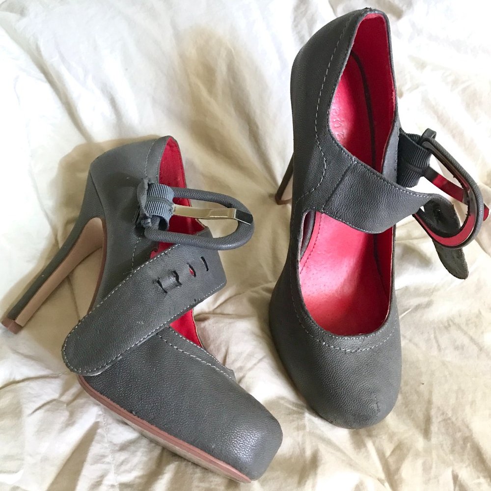 UNAVAILABLE ❌ Bamboo | Gray Mary Jane Ankle Strap Heels